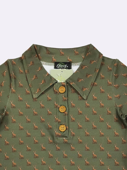 Hunter Green Buck Boy Collar Shirt: 2t