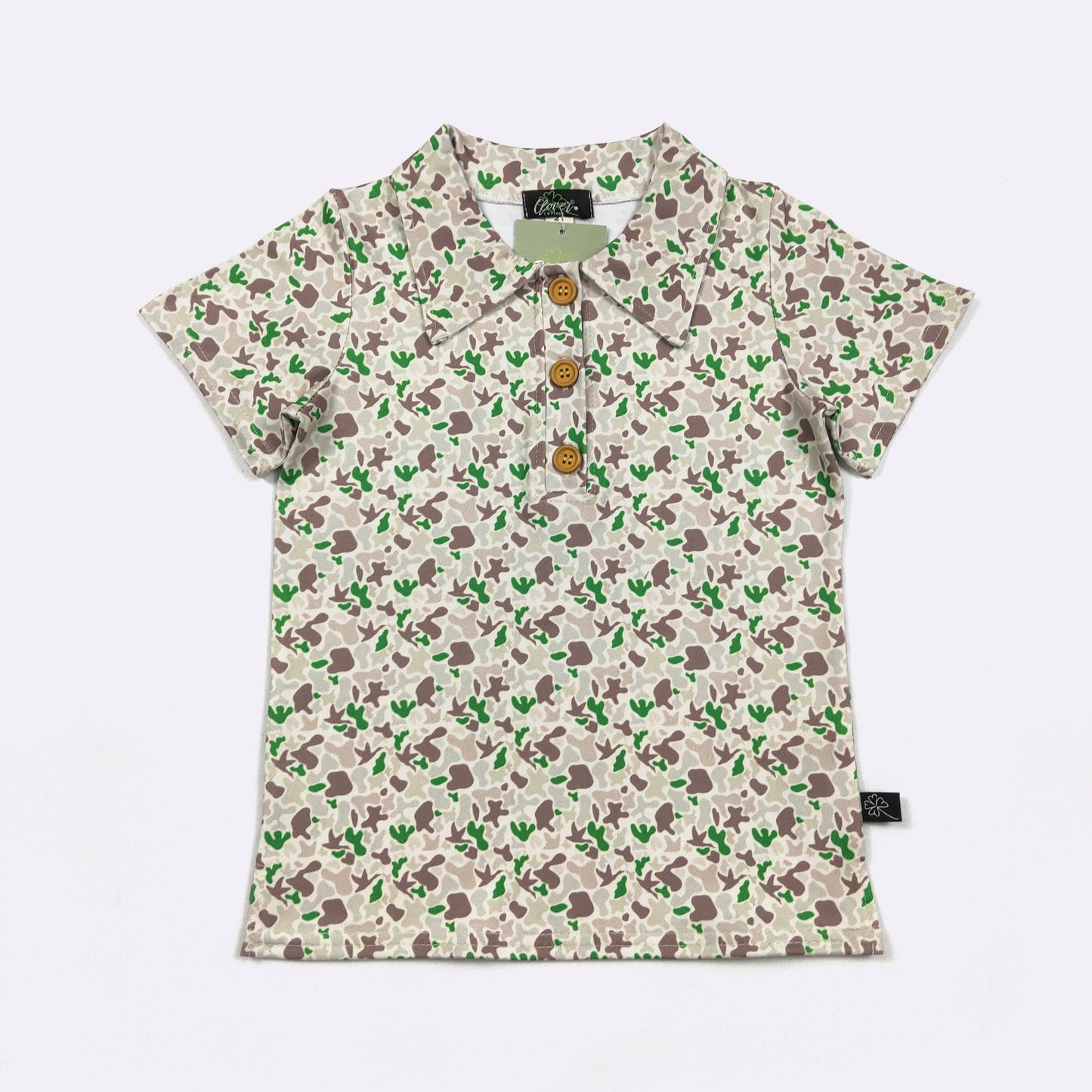 Emerald Camo Boy Collar Shirt: 7/8 YRS