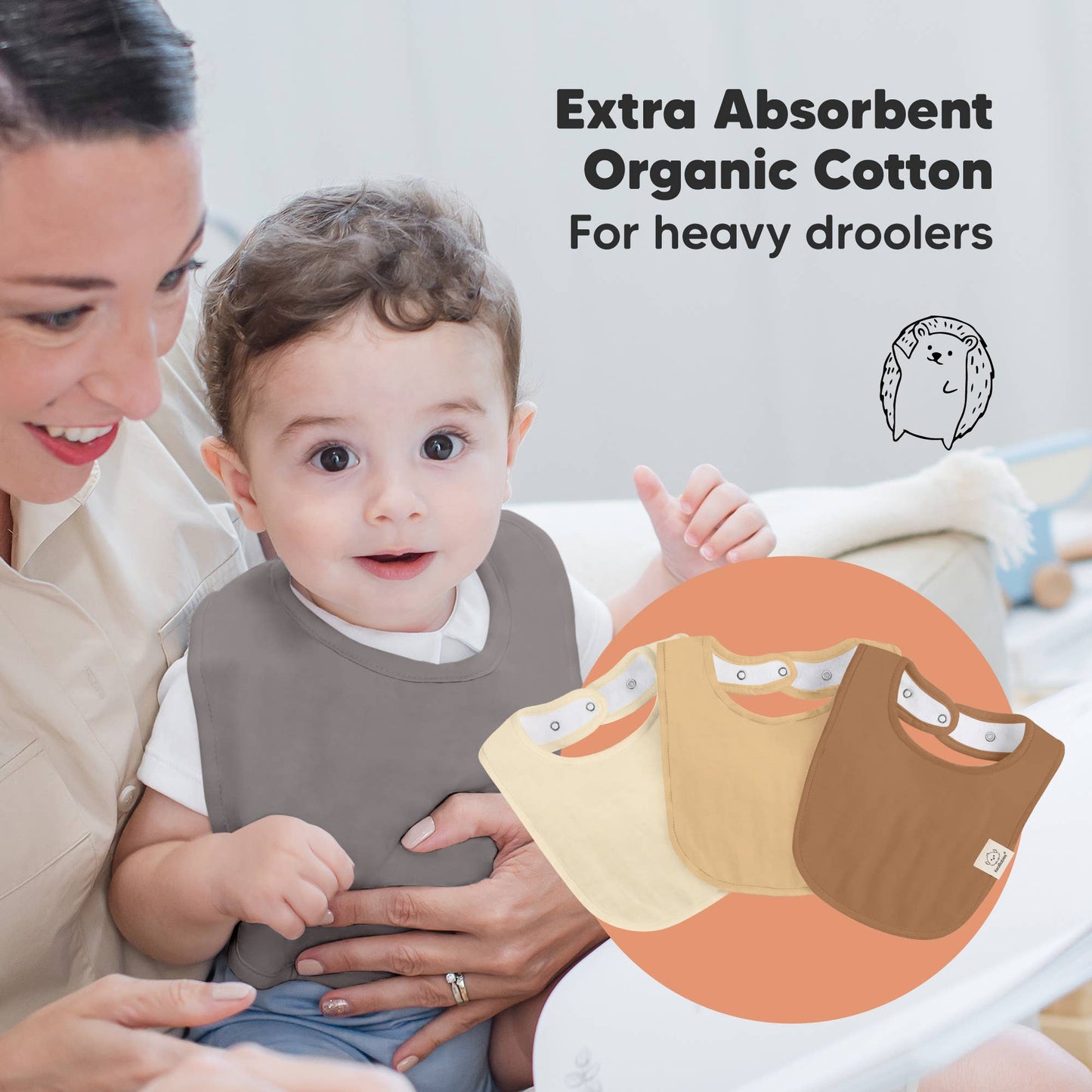 8-pack Urban Drool Bibs for Teething Baby Boys and Girls: Terracotta