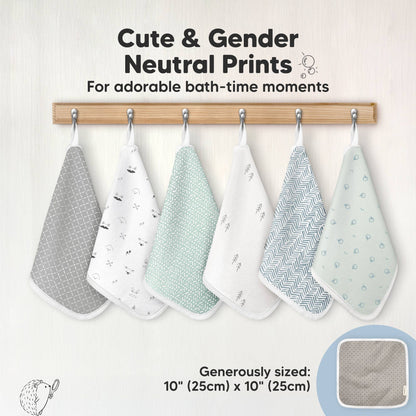 6-Pack Organic Cami Baby Washcloths for Face & Bath Towels: Nordic