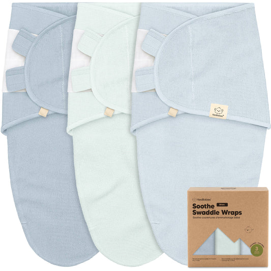 3pk Soothe Wren Swaddle Sleep Sacks for Newborns: Glacier / OS 0-3M