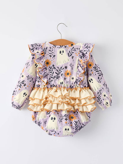 Halloween Ghost Print Baby Girl Romper