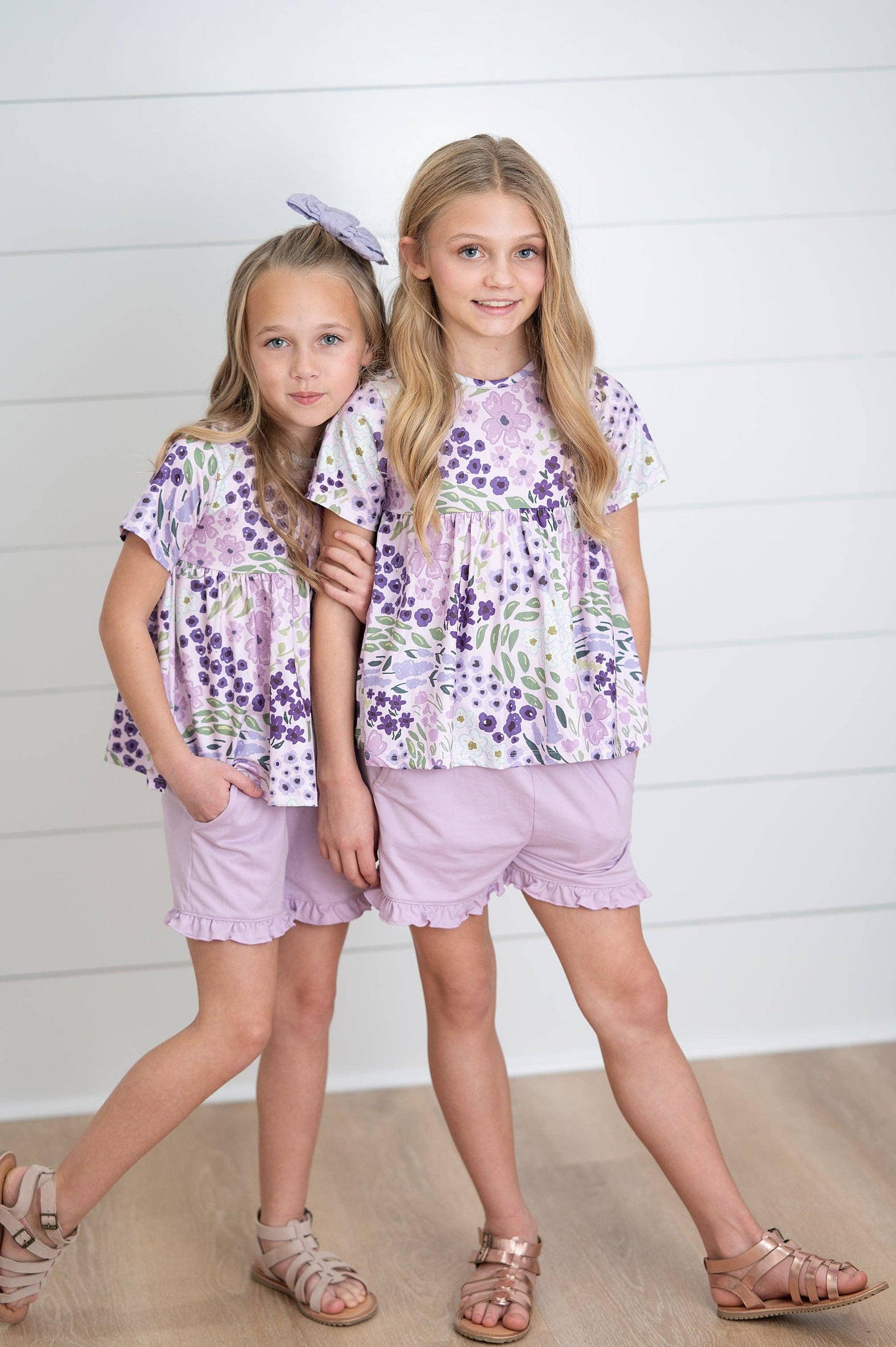 Kids Brynn Lavender Pocket Ruffle Short Set