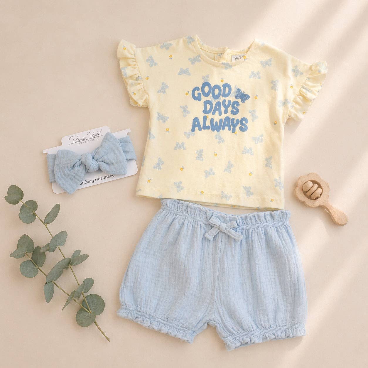 Baby Girl Summer Clothes Ruffle Short Sleeve Cotton T-Shirt Shorts Set: 3T