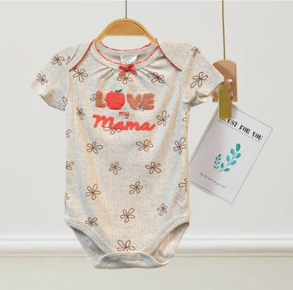 Set of 3 Love Mama Chenille Embroidery Bodysuits