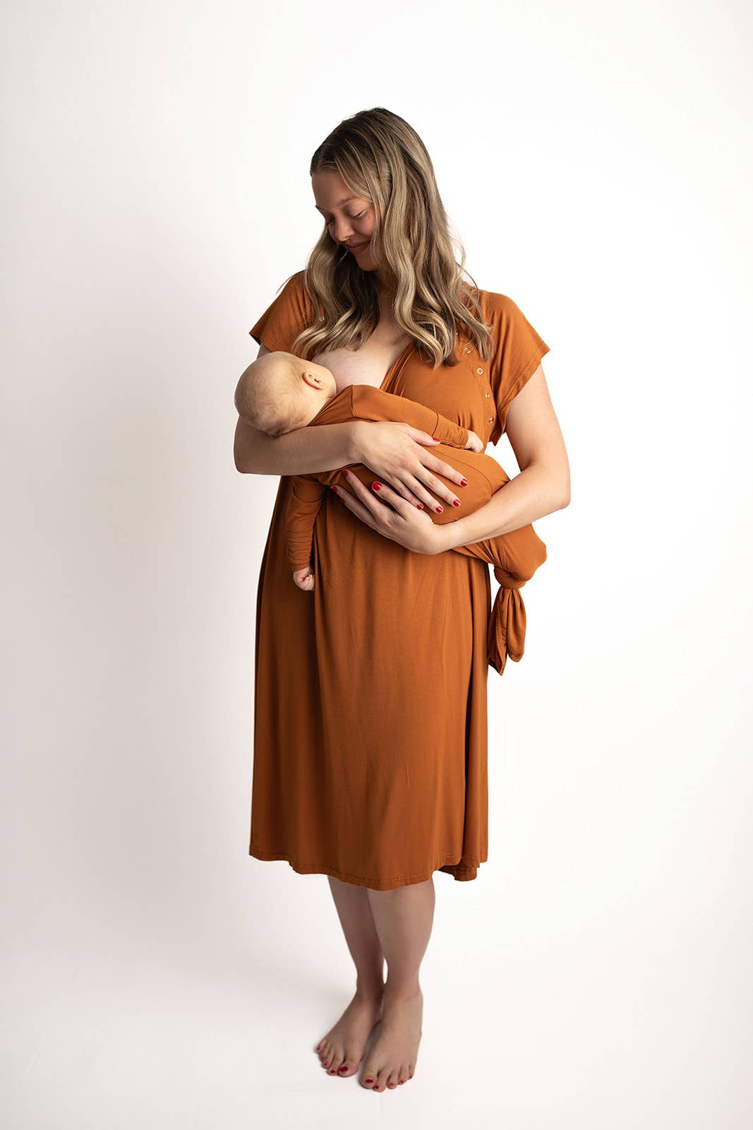 Saddle Longhorn Orange Western Knotted Newborn Baby Gown & Hat