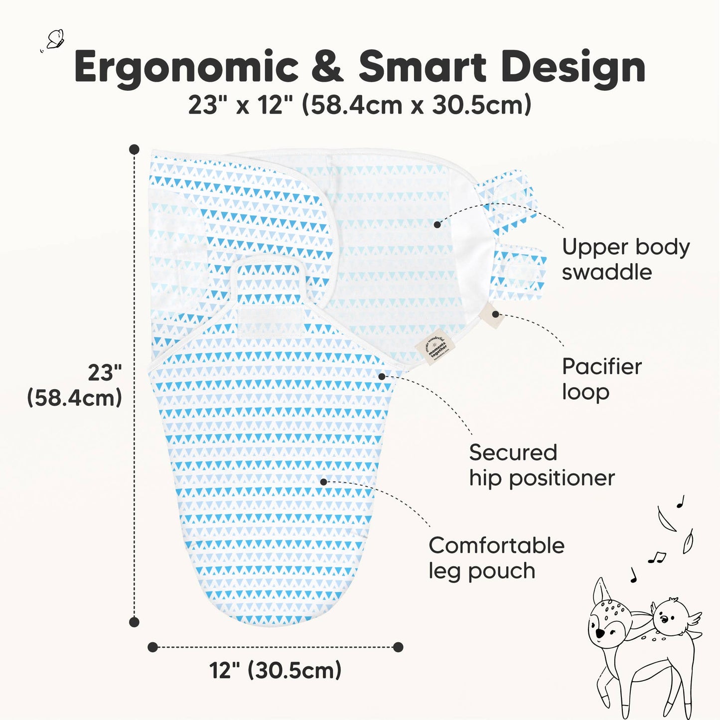 3pk Soothe Baby Swaddles 0-3 Months, Sleep Sack for Newborns: Storm / OS 0-3M