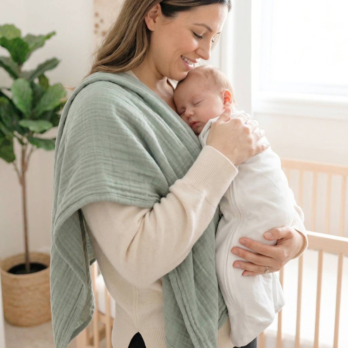 Muslin Swaddle Blanket - Light Sage