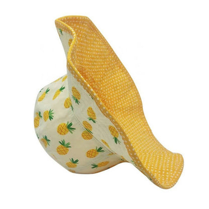 Baby Toddler Girls Flamingo Pineapples Reversible Bucket Hat: Pineapples
