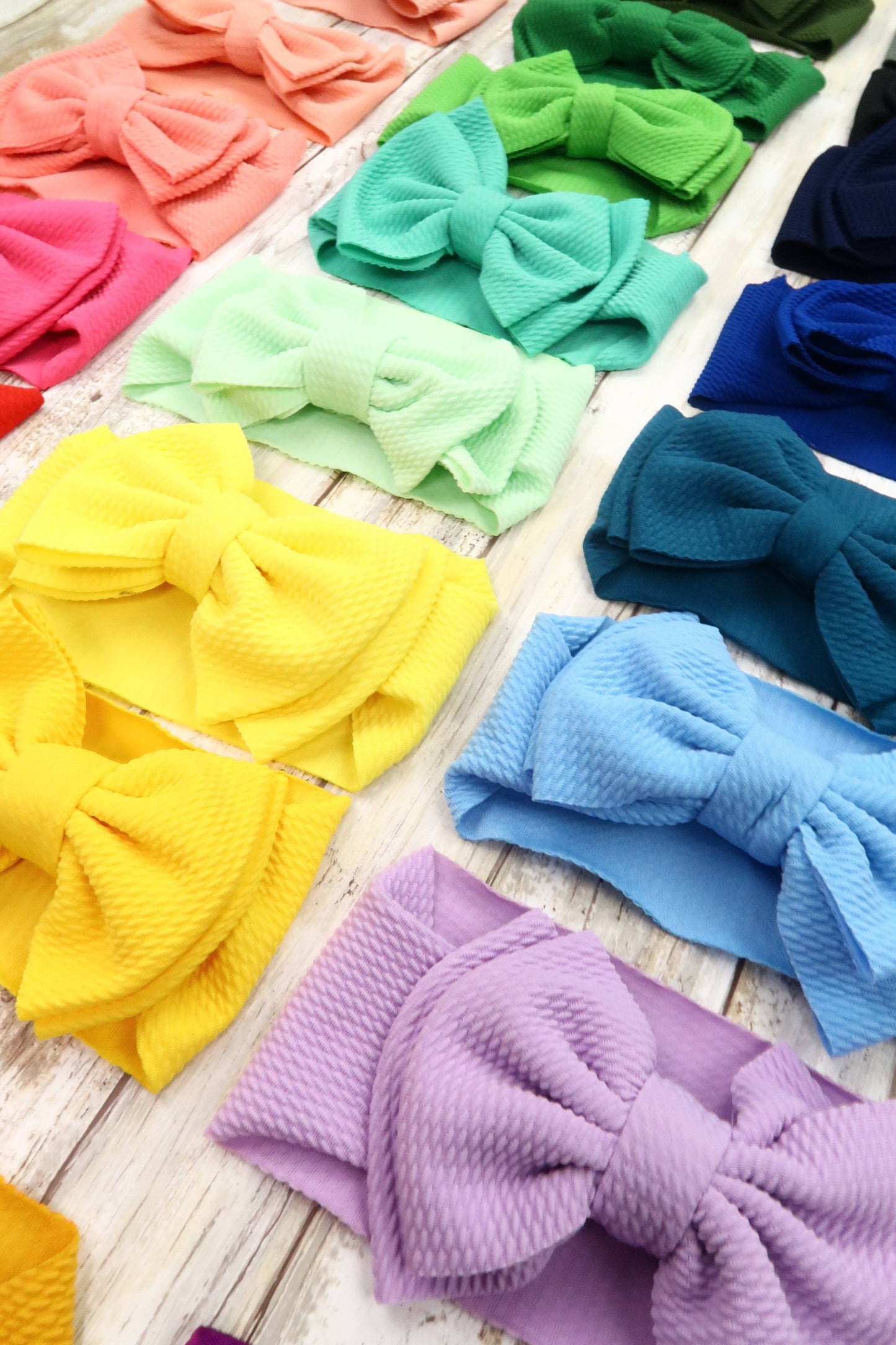 Double Layer Waffle Bow Headwrap - Rose Water