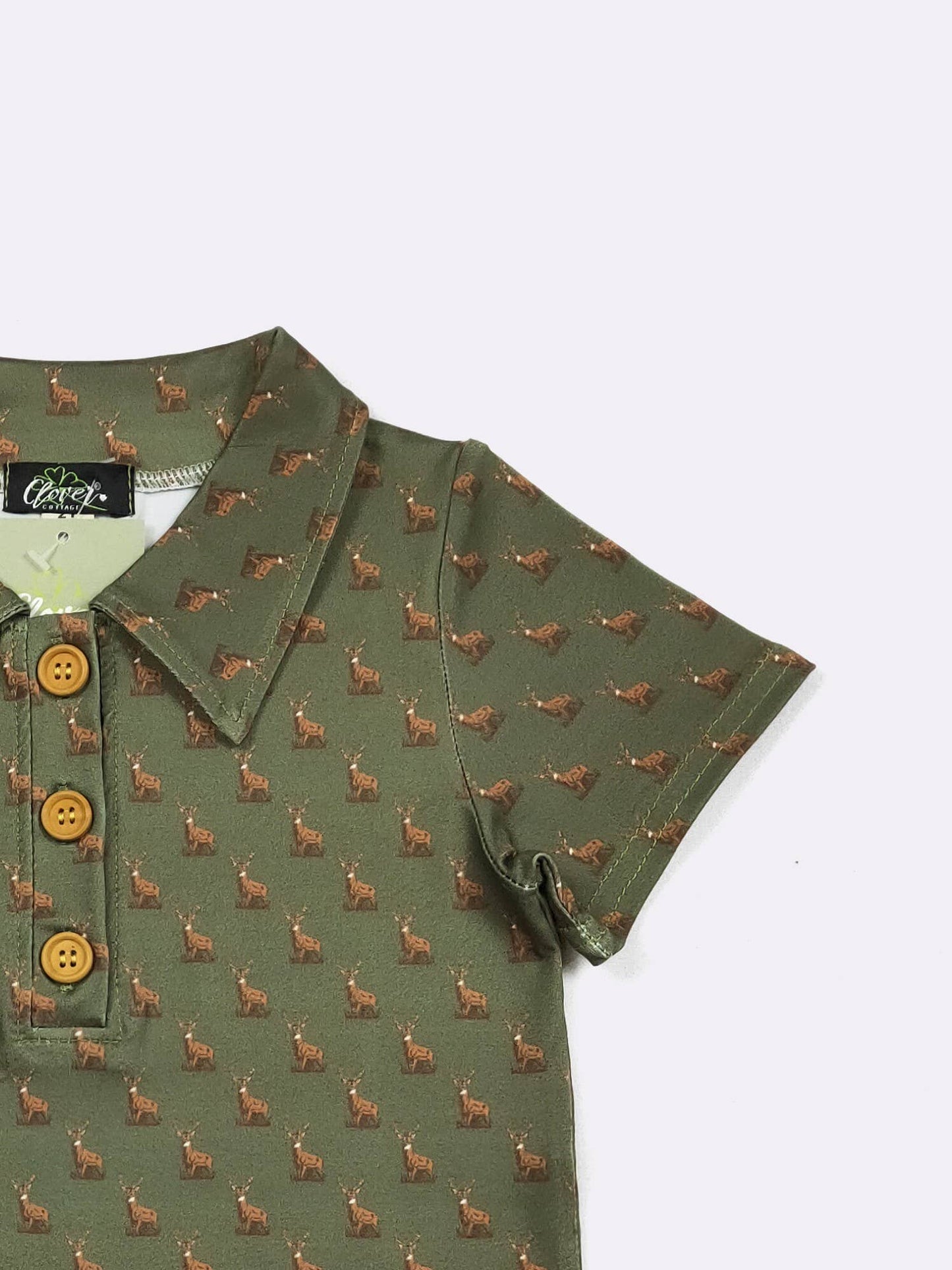 Hunter Green Buck Boy Collar Shirt: 4t