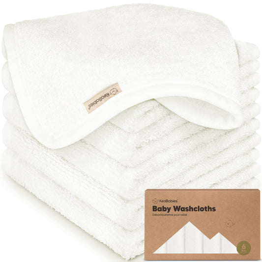 6-Pack Baby Wash Cloths: White
