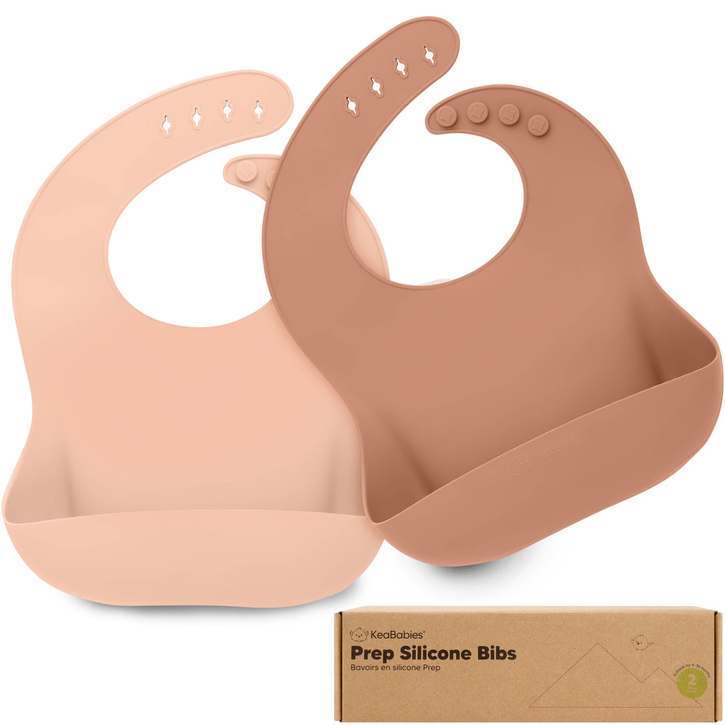 2-Pack Prep Silicone Bibs for Babies, Toddlers, Boys, Girls: Dusk