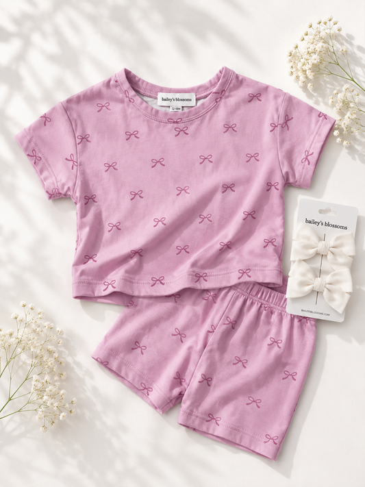 Quinn 2-Piece Lounge Set - Pink Bows