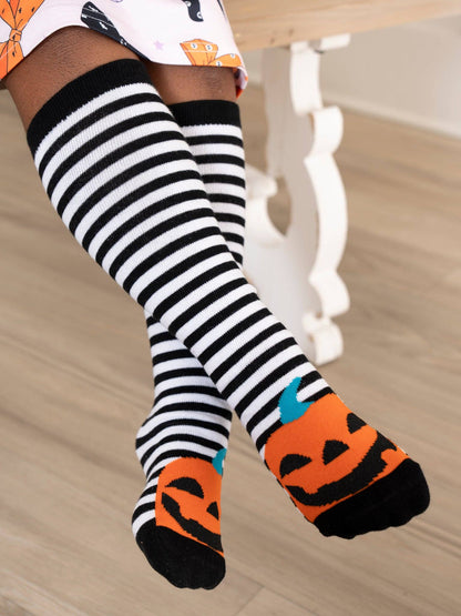 Striped Jack-o’-Lantern Knee Sock