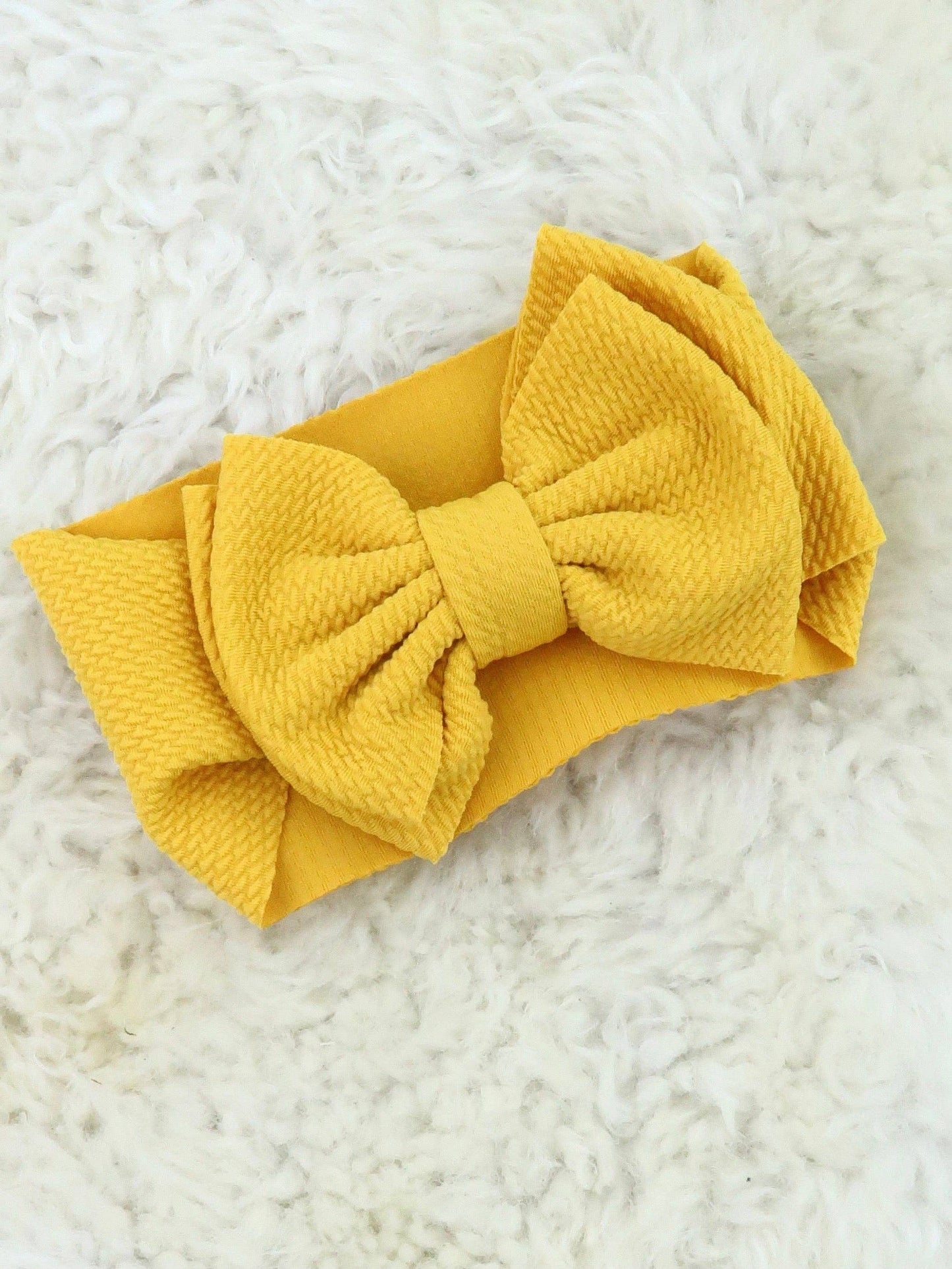 Double Layer Waffle Bow Headwrap - Latte