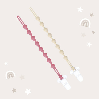 Pacifier Clip - Almond & Dusty Rose: Almond & Dusty Rose