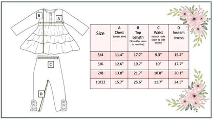 Girls Sand Floral 3 Tiered Fall Ruffle Button Legging Set: 2