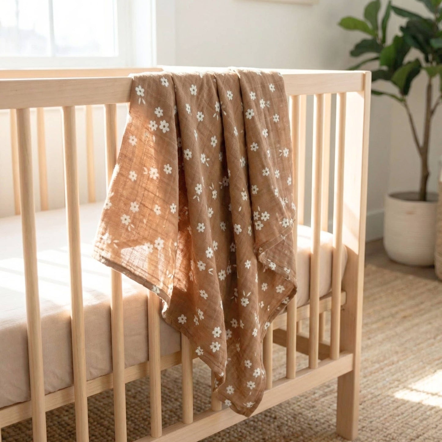 Bamboo Muslin Swaddle Blanket - Cinnamon Daisy
