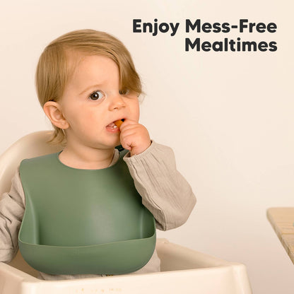 2-Pack Prep Silicone Bibs for Babies, Toddlers, Boys, Girls: Slate