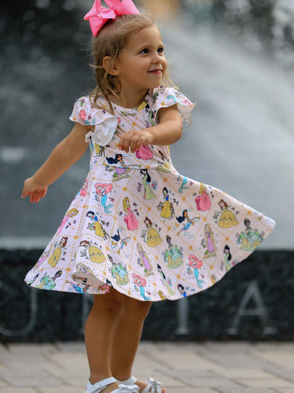 Summer Pattern Ruffle Sleeve Girls Dress: 3