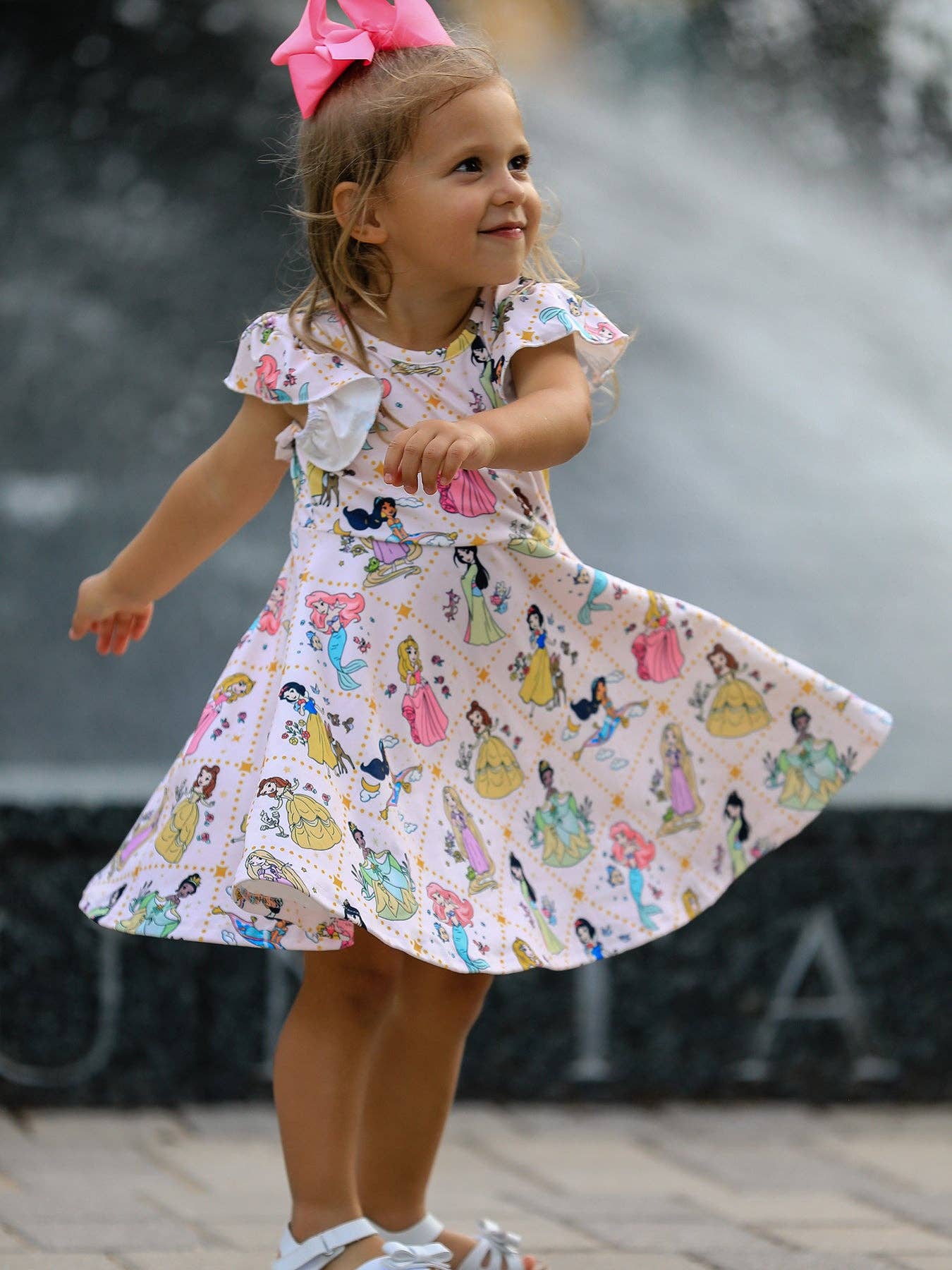 Summer Pattern Ruffle Sleeve Girls Dress: 4