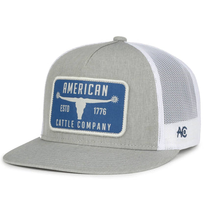 Bull Spurs Hat-Flat: Blue/Grey