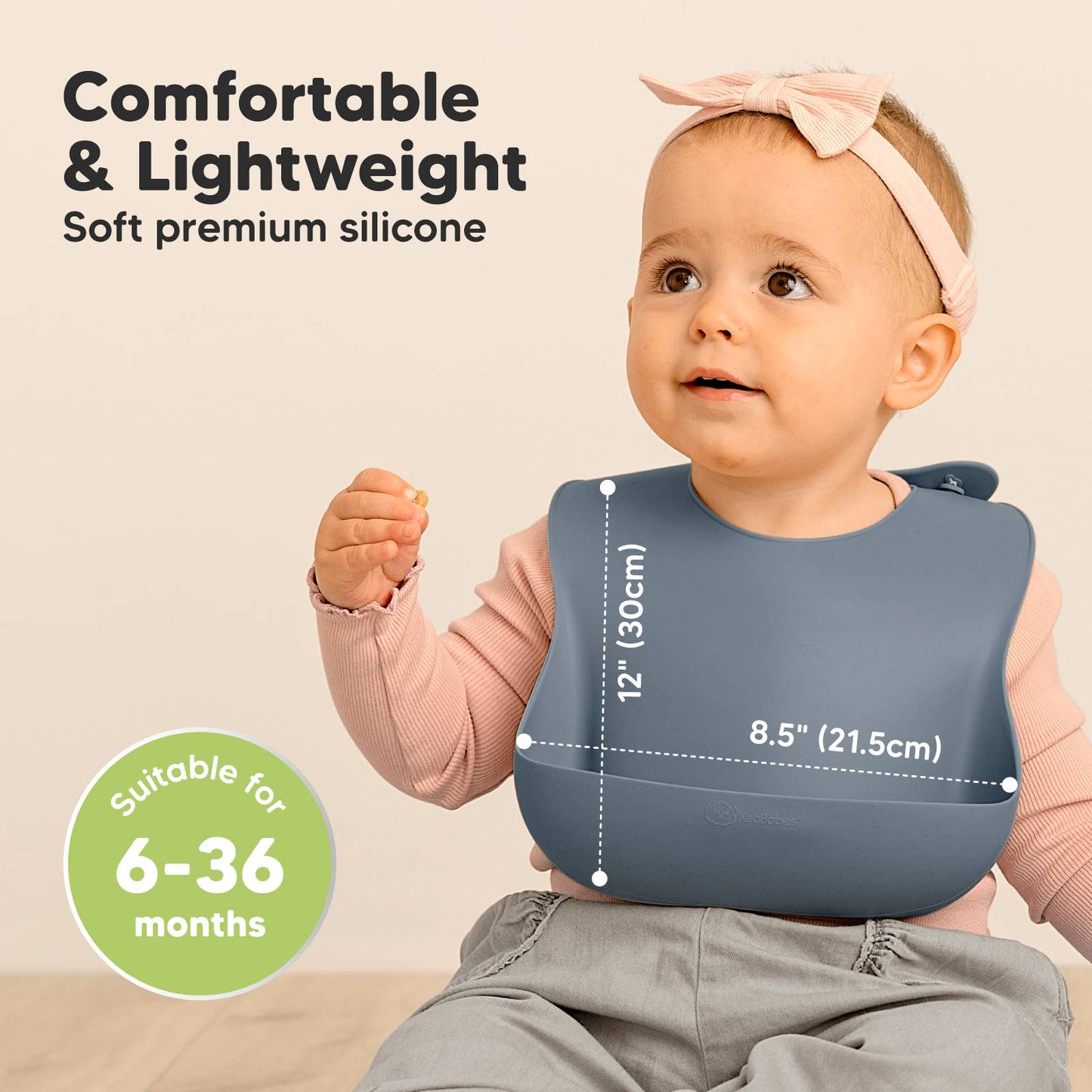 2-Pack Prep Silicone Bibs for Babies, Toddlers, Boys, Girls: Slate