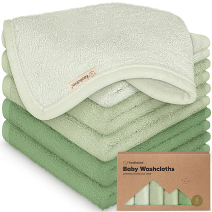 6-Pack Baby Wash Cloths: Verde