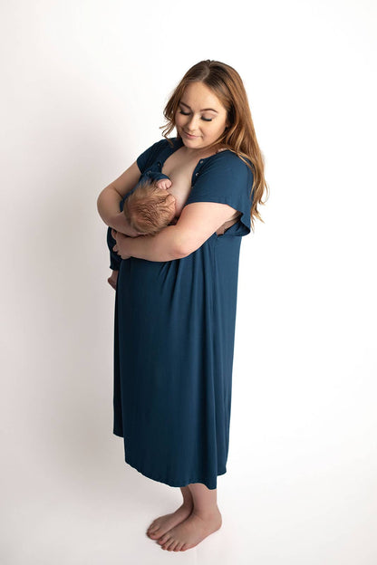 Navy Blue Knotted Gown & Hat
