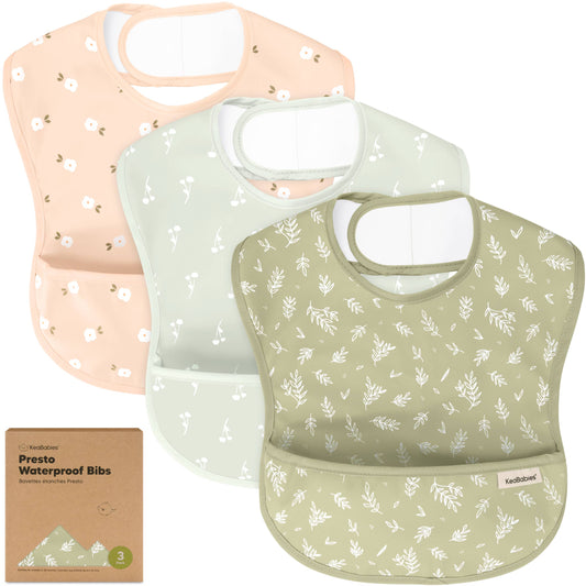 3-Pack Presto Waterproof Baby Bibs for Boys, Girls: Bloom