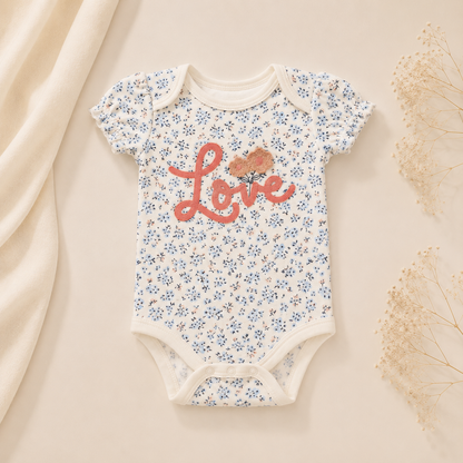 Baby 3pcs Love Chenille Applique Bodysuit Socks Pants Set: 3-6M