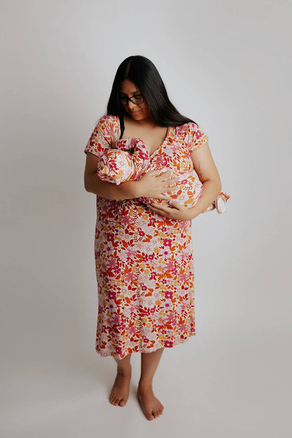 Wild Child Floral Hawaiian Knotted Gown & Bow