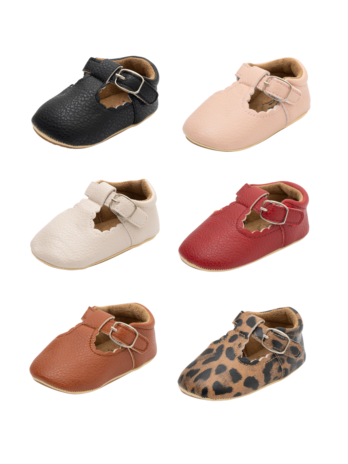 T-Strap Scalloped Buckle Shoes For Baby Girl: Brown