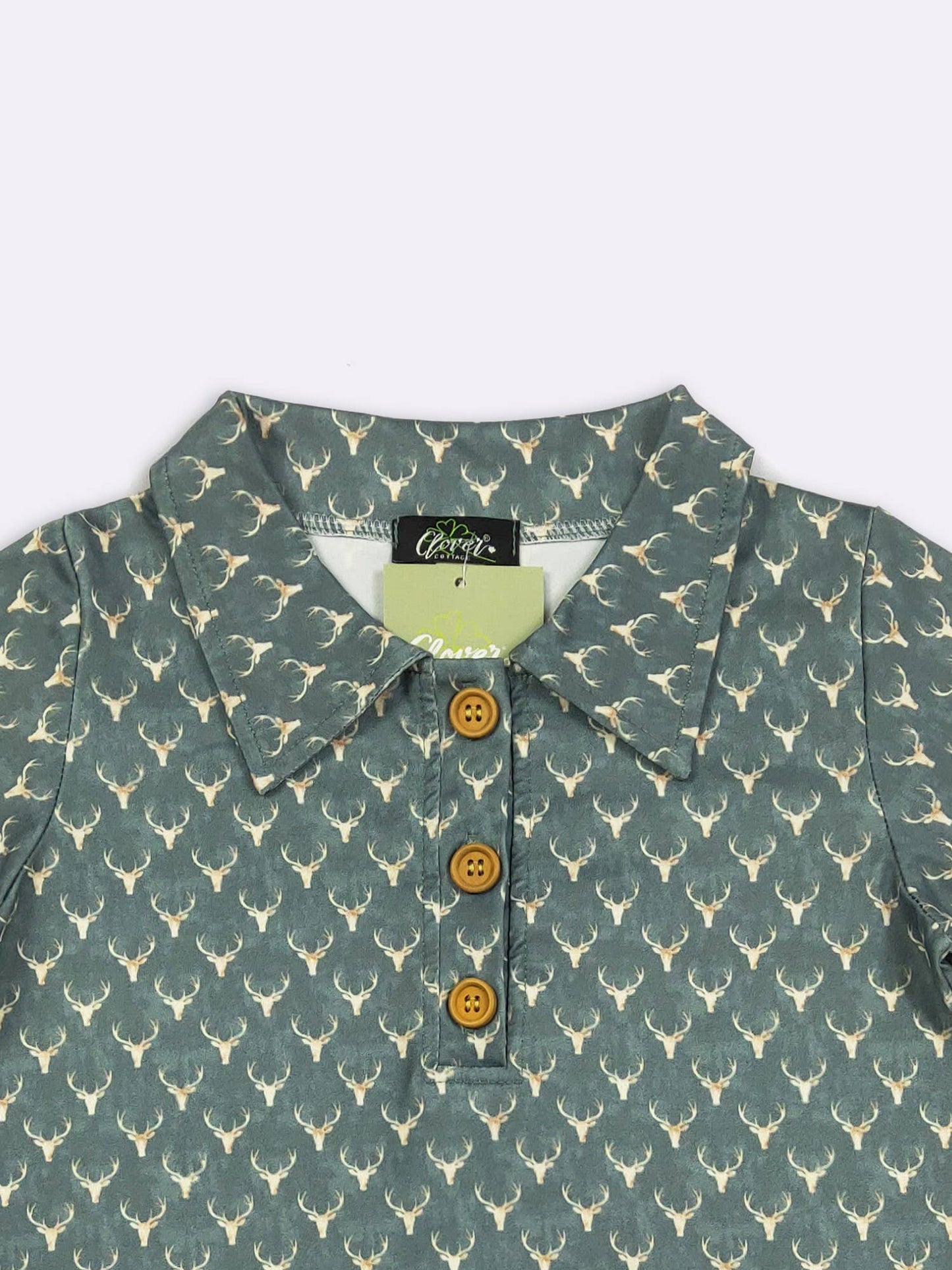 Emerald Deer Boy Collar Shirt