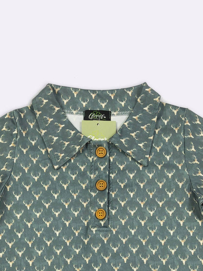 Emerald Deer Boy Collar Shirt