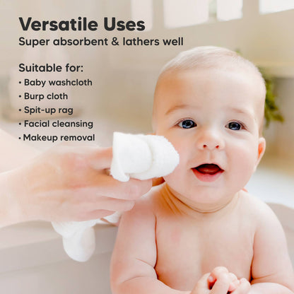 6-Pack Baby Wash Cloths: White