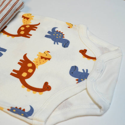 Pack of 3 Dinosaur Chenille Embroidery Bodysuits