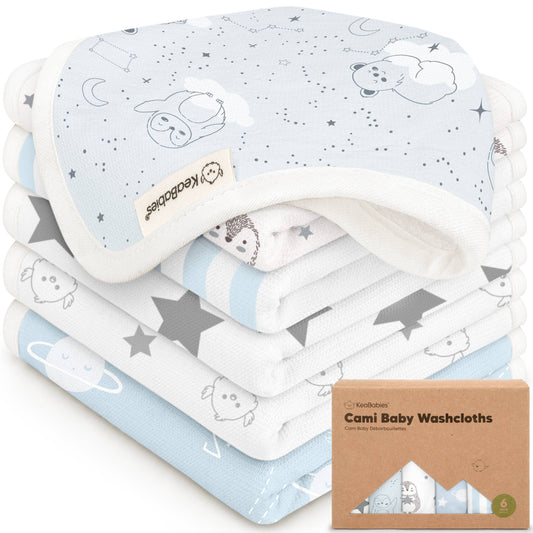 6-Pack Organic Cami Baby Washcloths for Face & Bath Towels: Constellation