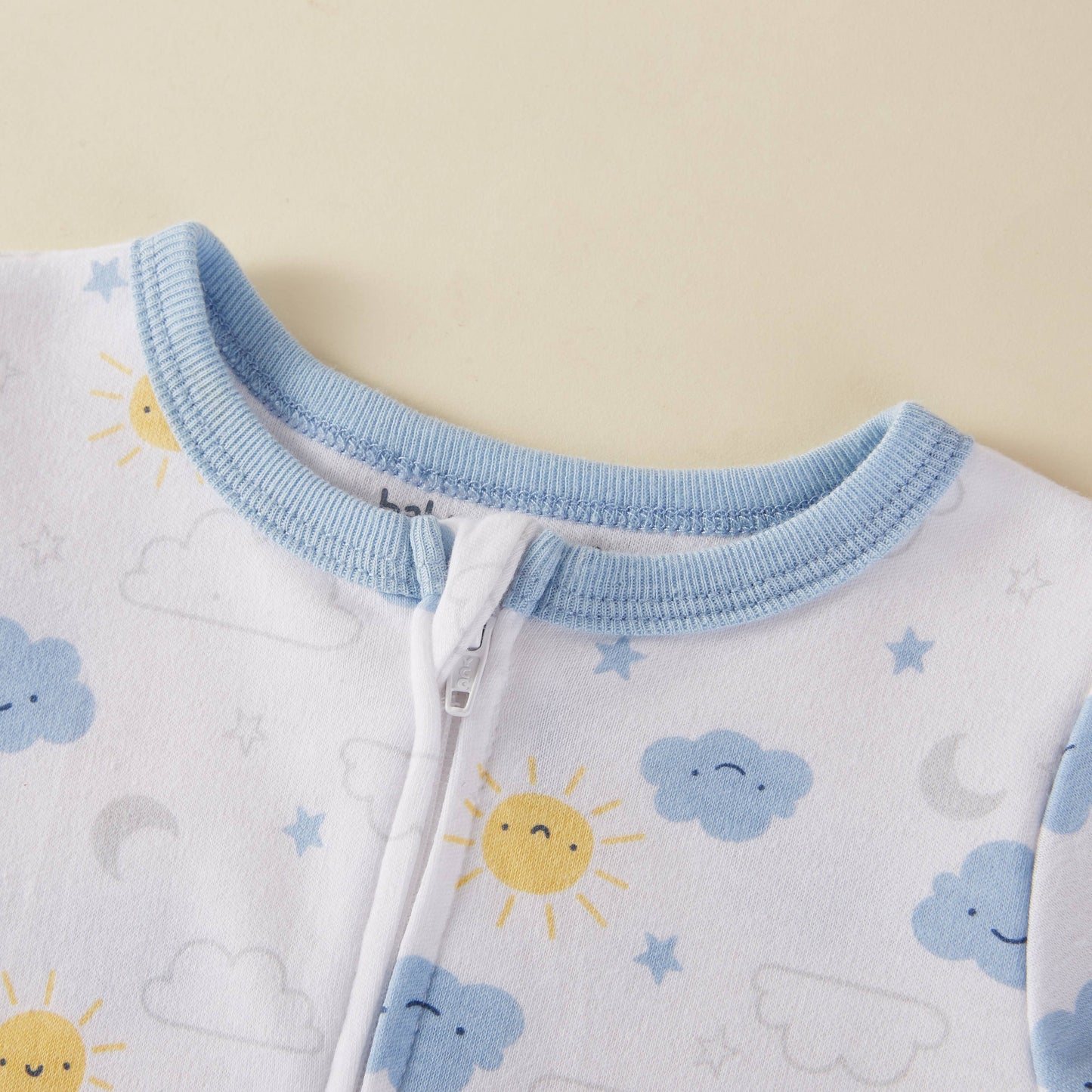 Cloud Sun Star Moon Pattern Zipper Footie Pajamas