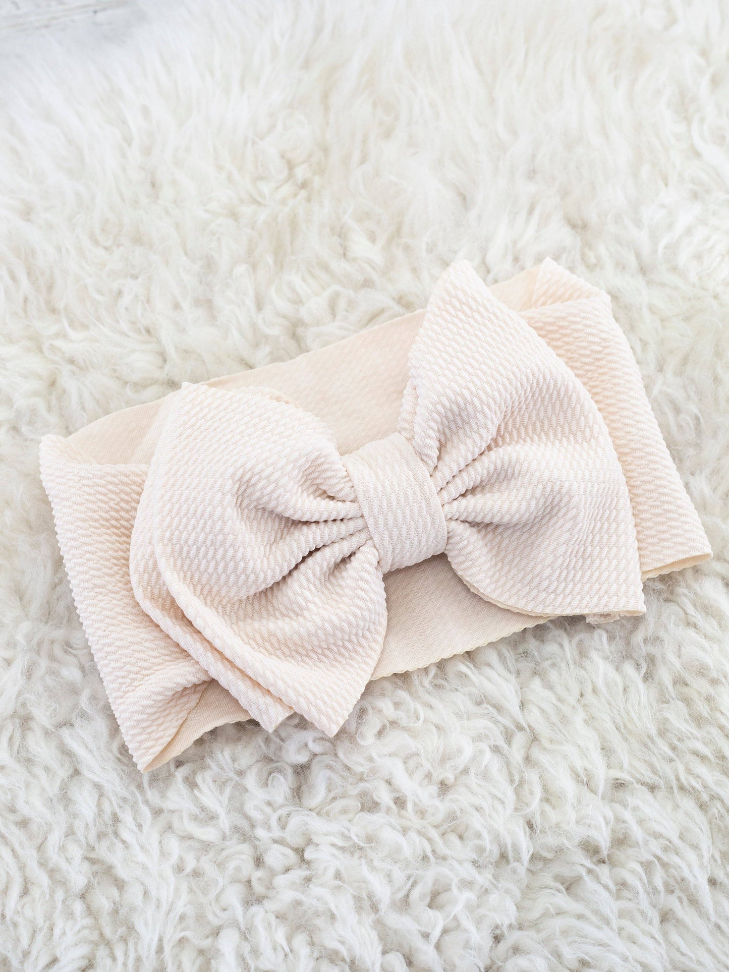 Double Layer Waffle Bow Headwrap - Sand