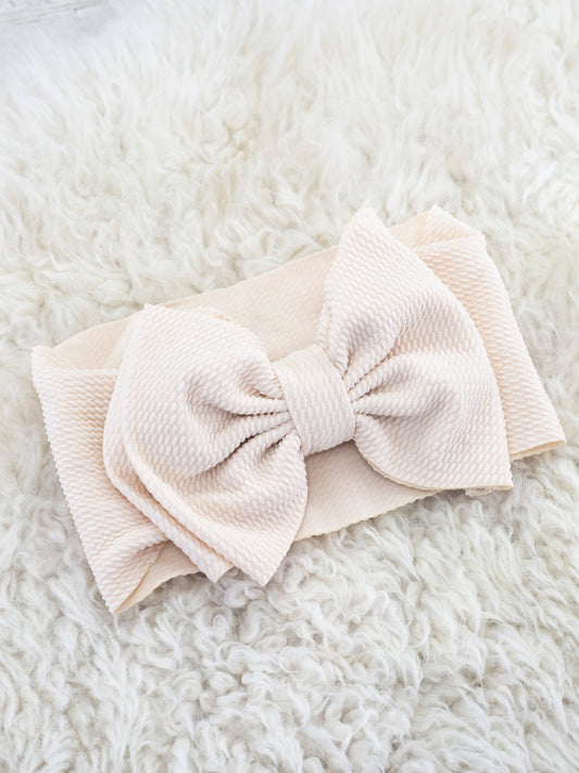 Double Layer Waffle Bow Headwrap - Sand