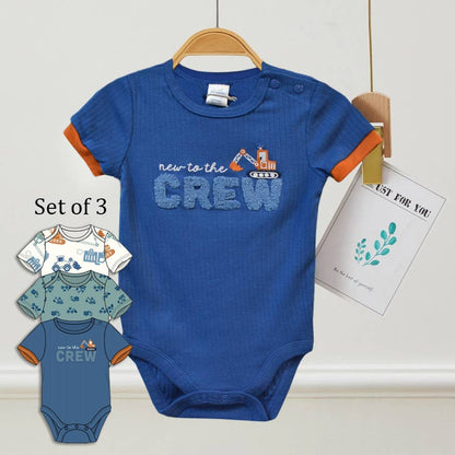Pack of 3 Excavator Chenille Embroidery Bodysuit