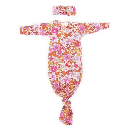 Wild Child Floral Hawaiian Knotted Gown & Bow