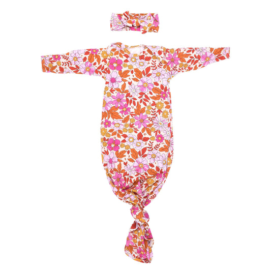 Wild Child Floral Hawaiian Knotted Gown & Bow