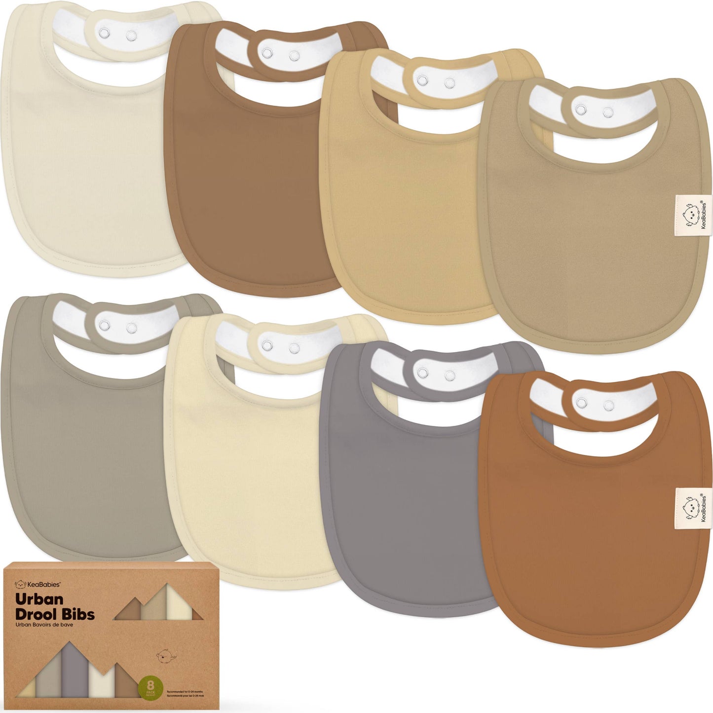 8-pack Urban Drool Bibs for Teething Baby Boys and Girls: Terracotta