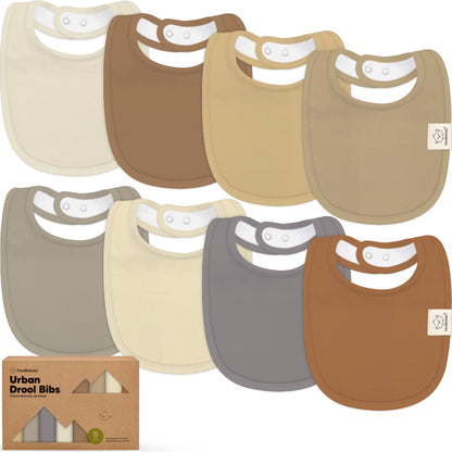 8-pack Urban Drool Bibs for Teething Baby Boys and Girls: Terracotta