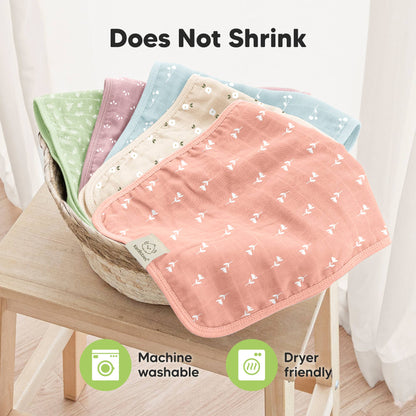 KeaBabies 5pk Lumi Muslin Burp Cloths for Baby Boys, Girls: Wild Bloom