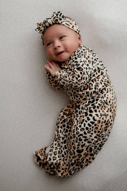 Leopard Knotted Gown & Bow