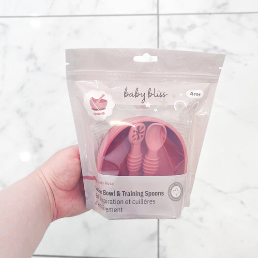 Suction Bowl & Training Spoons - Dusty Rose: Dusty Rose